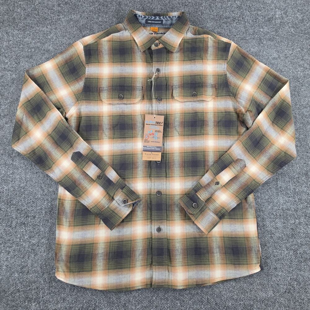 Taylor Vintage Luxe Performance Men's Small Plaid Flannel Shirt NWT Cotton Stret